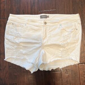 Torrid Distressed White Cutoff Shorts Size 18